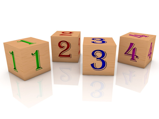 Wooden cubes with numbers on white - Fotó, kép