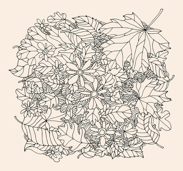 Monochromatický květinový vzor osnovy  - Vektor, obrázek