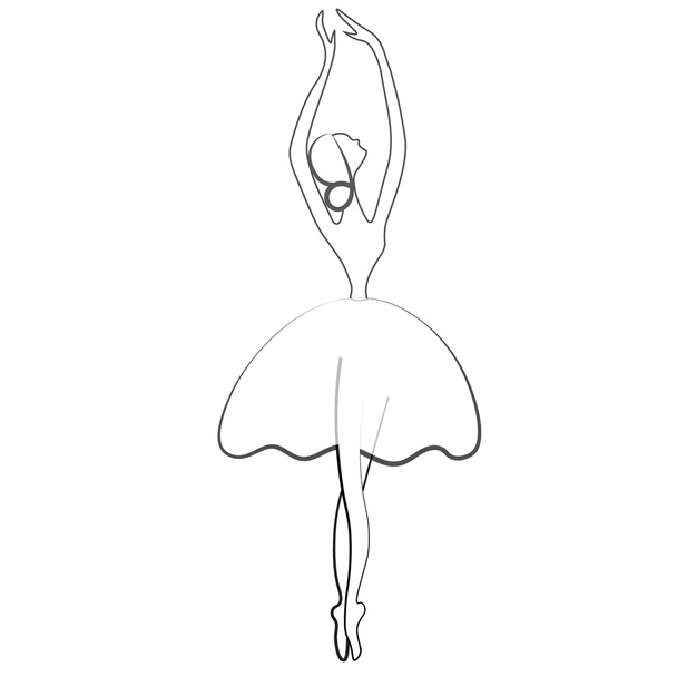 Vektorillustrationen des Ballettsymbols isoliert auf weißem Hintergrund. Ballett-Ikone. Ballett stilisiertes Symbol. Tanzikone. Ballerina in tänzerischen Silhouetten - Vektor, Bild