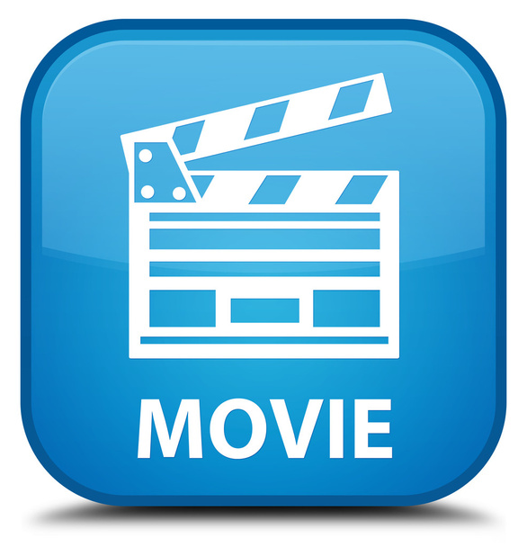 Movie (film klip ikon) cián kék négyzet gomb - Fotó, kép