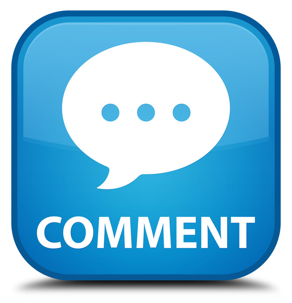 Comentário (ícone de conversa) botão quadrado azul ciano
 - Foto, Imagem