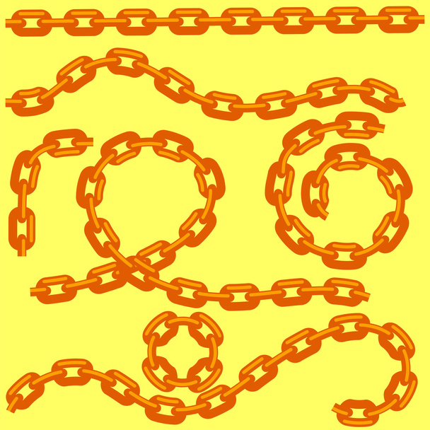 Kovový řetěz nastaven izolovaných na žluté - Vektor, obrázek