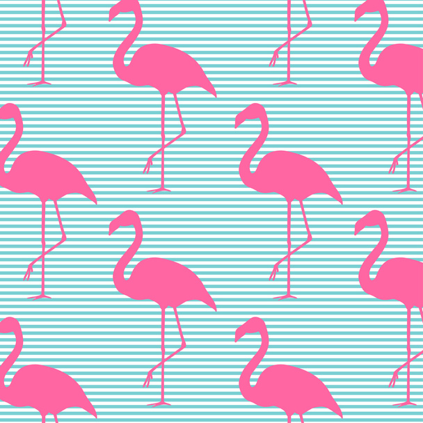 Seamless vector pattern background with pink flamingos. Design f - Vetor, Imagem