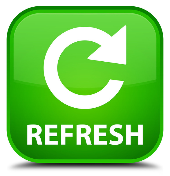 Τετράγωνο κουμπί ανανέωσης (εικονίδιο βέλους περιστροφή) πράσινο - Φωτογραφία, εικόνα
