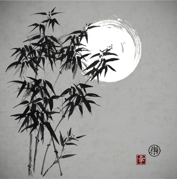 Bamboo trees and the Moon - Vektor, obrázek