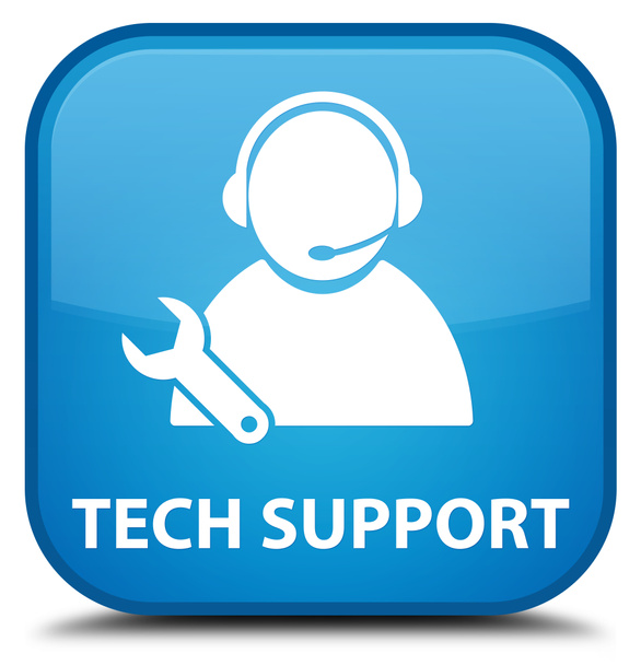 Tech ondersteuning cyaan blauw vierkante knop - Foto, afbeelding