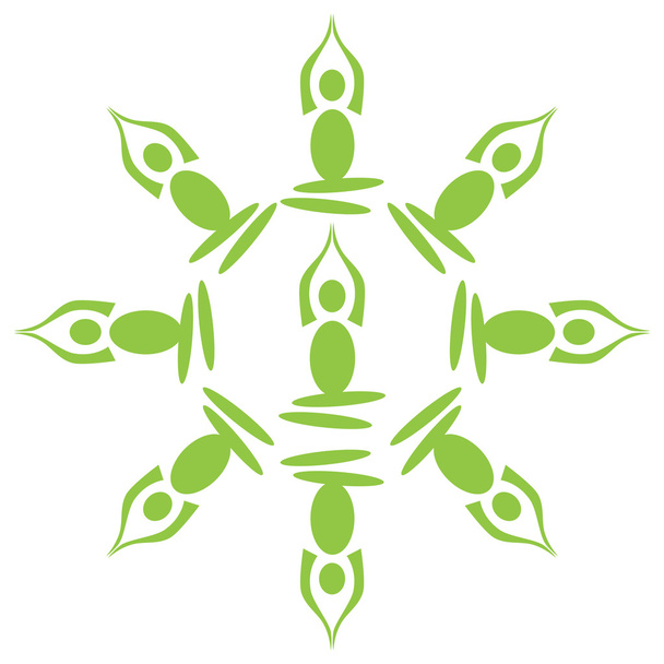 Yoga Poses Circular Green  - Photo, Image