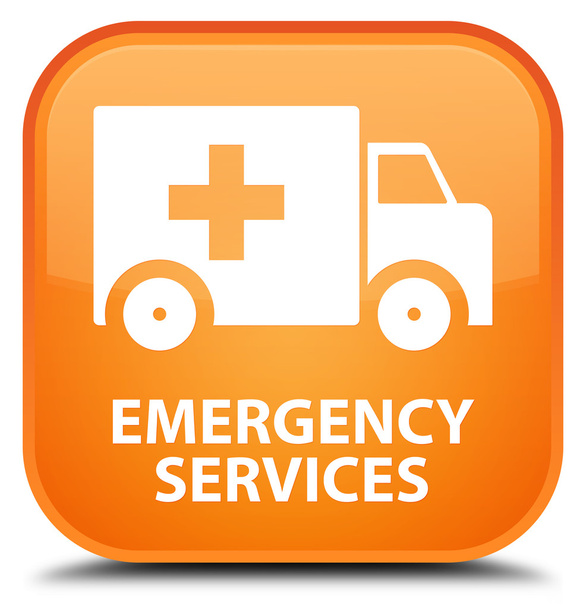 Emergency services orange square button - Photo, Image