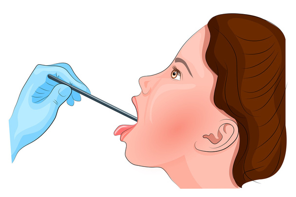 喉の痛み。喉の検査 - ベクター画像