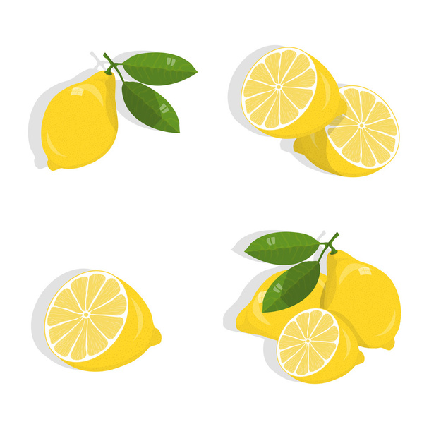 Lemons set isolated on white  - Vector, Image