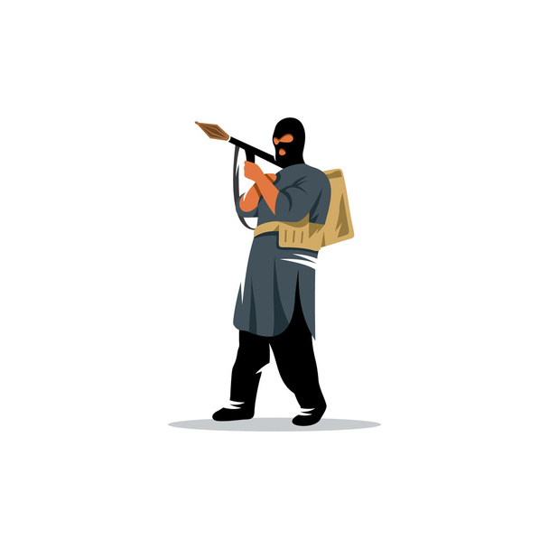 Soldat de l'Est avec un lance-grenades dans les mains. Illustration vectorielle
. - Vecteur, image