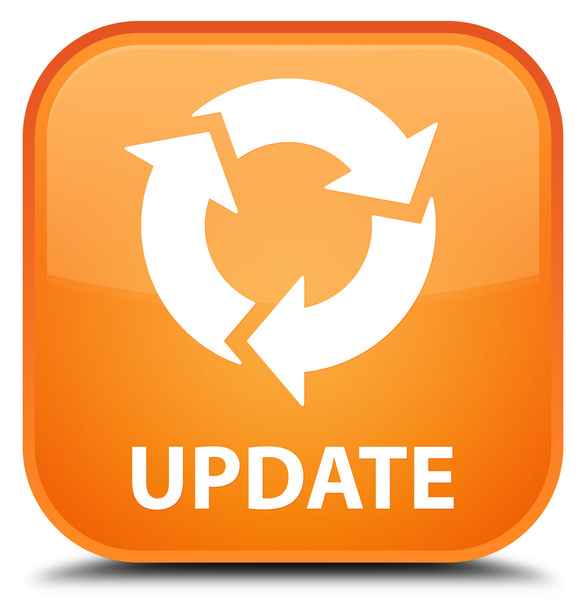 Update (Symbol aktualisieren) orangefarbener quadratischer Knopf - Foto, Bild