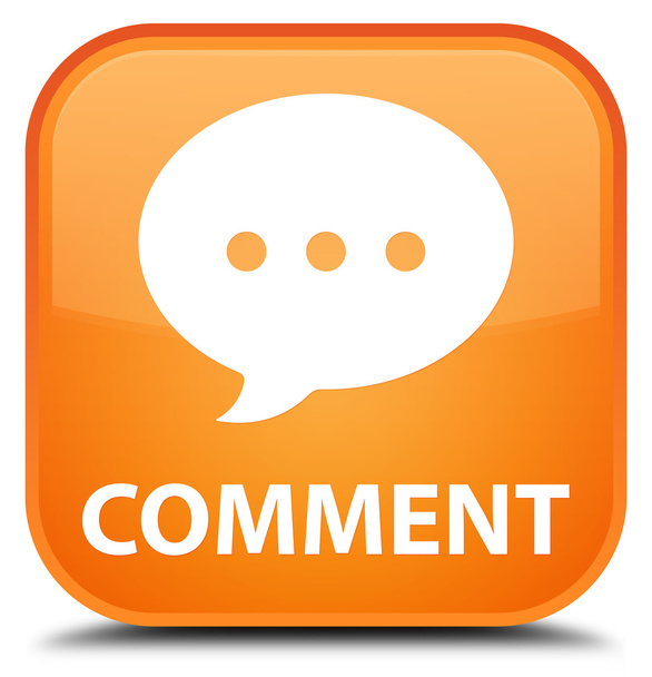 Čtvercové tlačítko komentář (ikona konverzace) oranžové - Fotografie, Obrázek