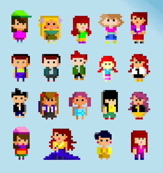 8-bit pixel άτομα που  - Διάνυσμα, εικόνα