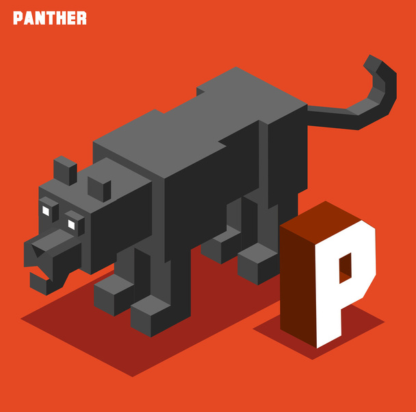P de pantera. Colección alfabeto animal
  - Vector, imagen