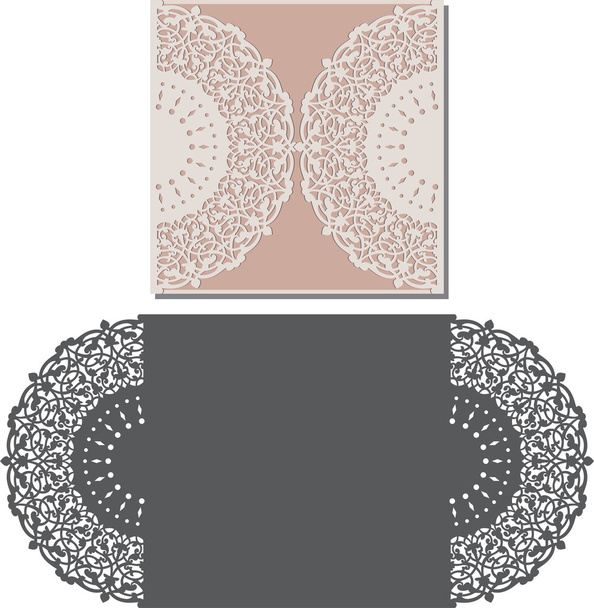 Κοπή με λέιζερ πρότυπο φακέλου για προσκλητήριο γάμου - Διάνυσμα, εικόνα