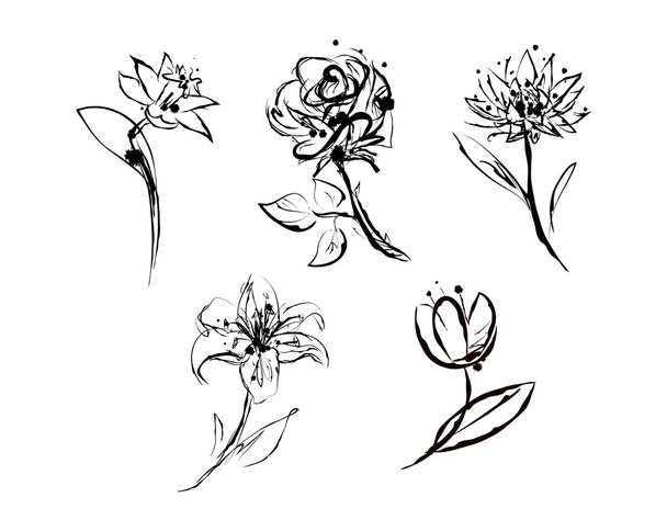 Romantic sketch   flower - ベクター画像