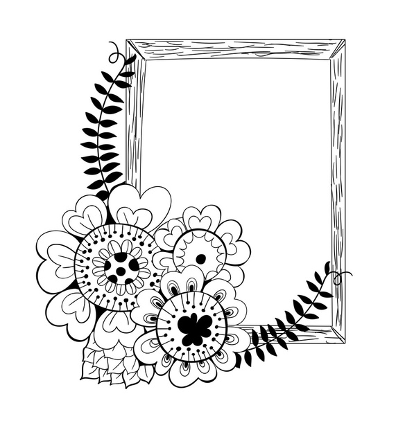 Hand drawn floral frame - Vecteur, image