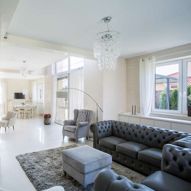 Elegant living room in a bright modern apartment - Фото, зображення