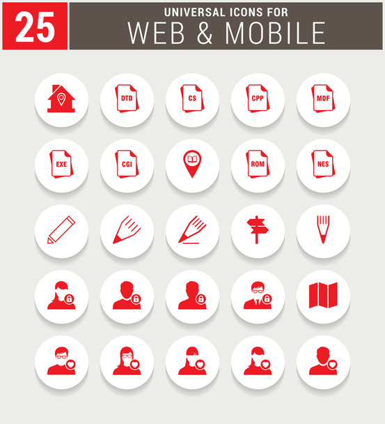 25 Conjunto de iconos universal web y móvil. - Vector, imagen