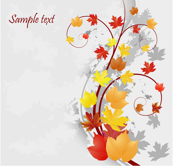 Floral autumn background with leaves - Vector, imagen
