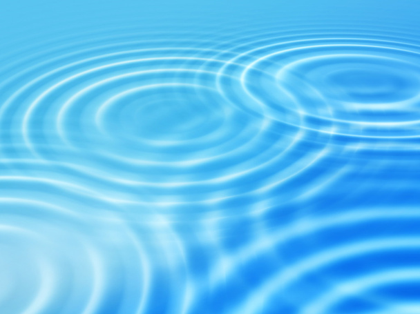 同心円の波紋と青い背景 - 写真・画像