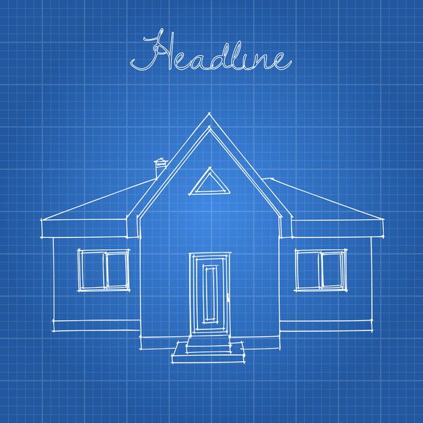 Drawing of the home on a blue background. - Vector, Image