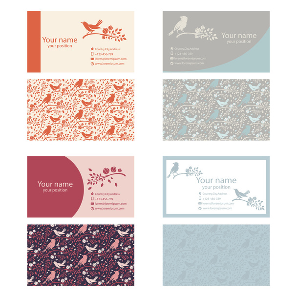 Conjunto de tarjetas de visita plantilla con temas de la naturaleza .With aves, br
 - Vector, Imagen