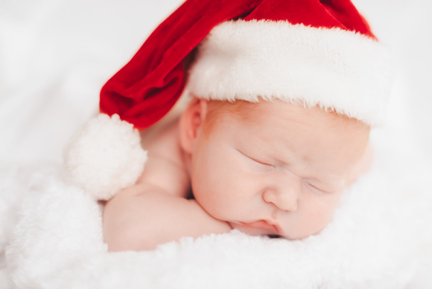 Noel Baba'nın bir şapka çocuk uyur - Fotoğraf, Görsel