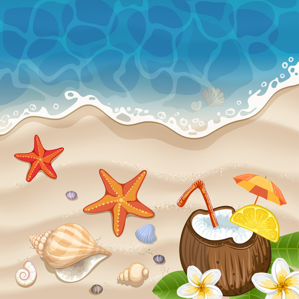 Summer beach background with sea - Vector, Image