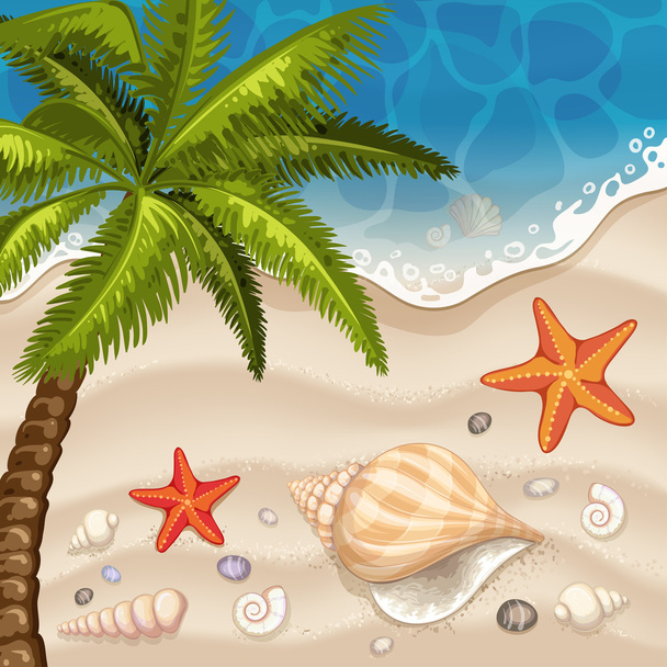 Summer beach background with sea - Vector, afbeelding