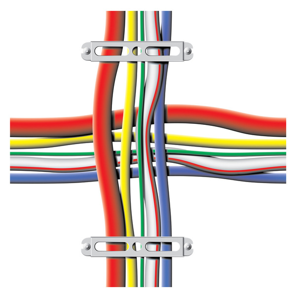 Цветные кабели со скобками - вектор
 - Вектор,изображение