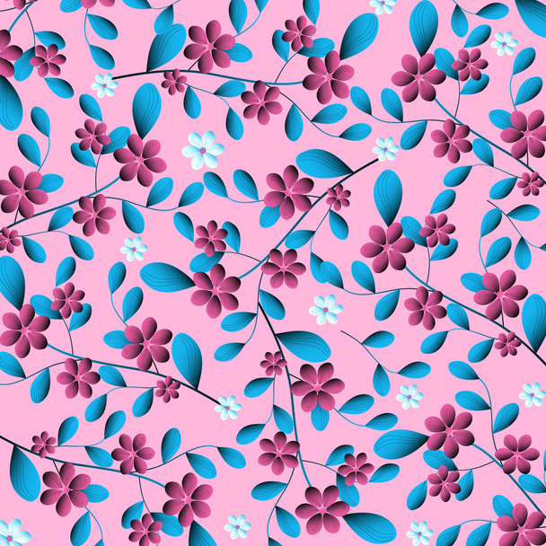 Abstract vector illustration background with decorative flowers - Vektör, Görsel