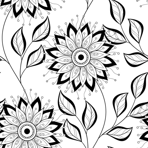 Monochrome Floral Pattern - Vecteur, image