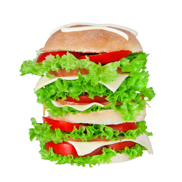 Delicious big hamburger isolated on white background - Photo, Image
