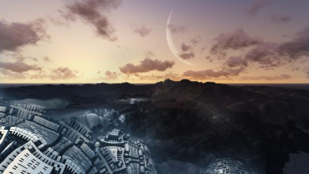 krajobraz z obcego świata 3d renderowania  - Zdjęcie, obraz