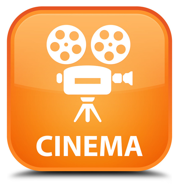 Mozi (videó kamera ikon) narancssárga négyzet gomb - Fotó, kép