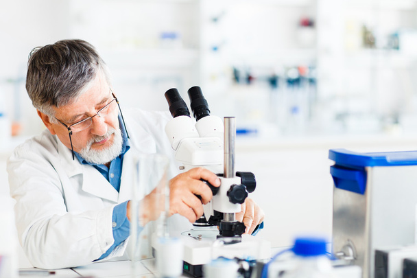 Senior male researcher carrying out scientific research in a lab - Foto, Bild