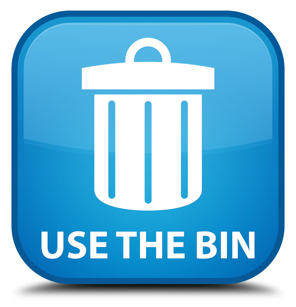 Bin (ikonu koše) azurová modrá čtvercové tlačítko - Fotografie, Obrázek
