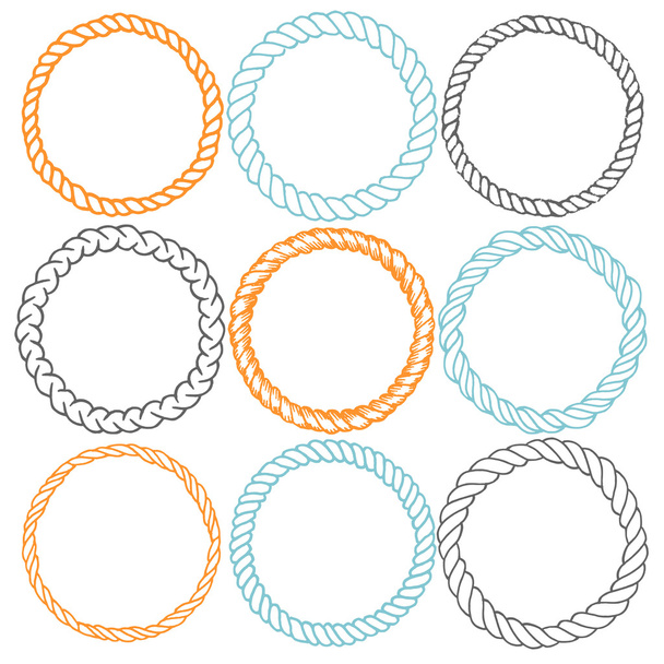 Set of 9 decorative circle border frames. - Διάνυσμα, εικόνα
