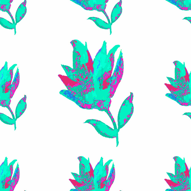 seamless pattern flower blue fantasy on white. vector illustrati - Вектор,изображение