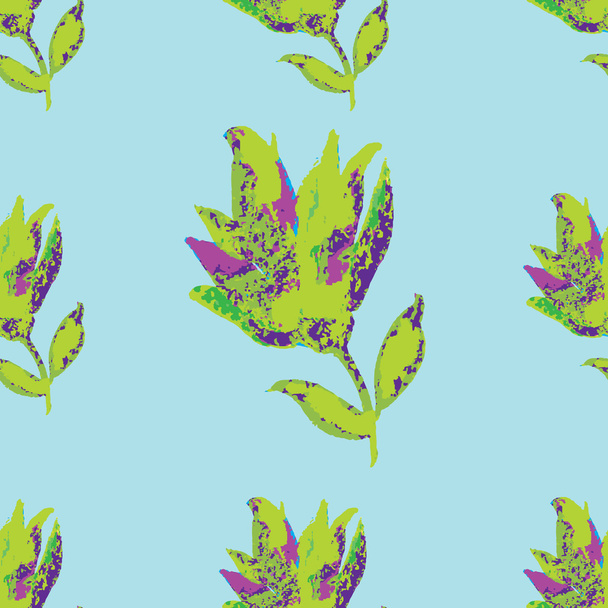 seamless flower pattern on a blue fantasy background. vector ill - Вектор, зображення