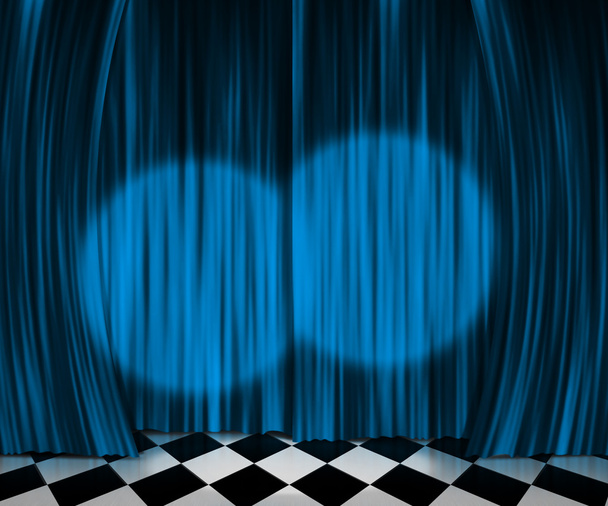 niebieski kurtyna reflektor etapie tło - Zdjęcie, obraz