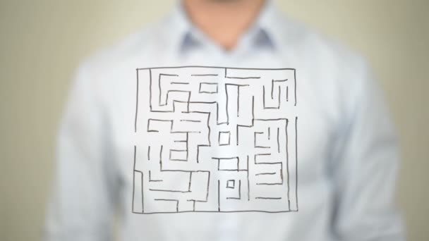 Maze, Shortest Path to Success, Drawing on transparent screen - Footage, Video