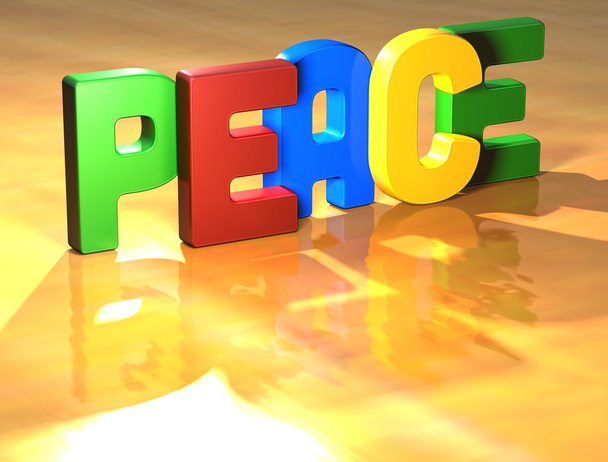 Wort Frieden auf gelbem Hintergrund - Foto, Bild