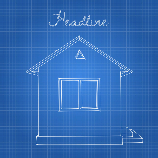 Drawing of the home on a blue background. - Vector, Image
