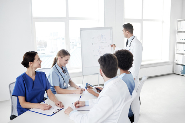 group of doctors on presentation at hospital - Фото, изображение