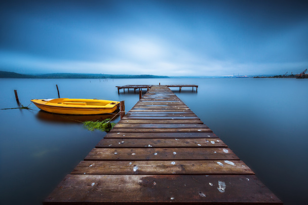 Small Dock and Boat at the lake - Photo, Image