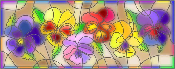 Bahar çiçekleri vitray tarzı - Vektör, Görsel