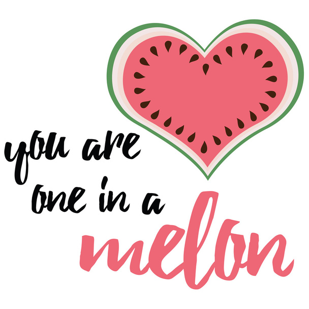 Typography banner with cute watermelon. - Вектор,изображение